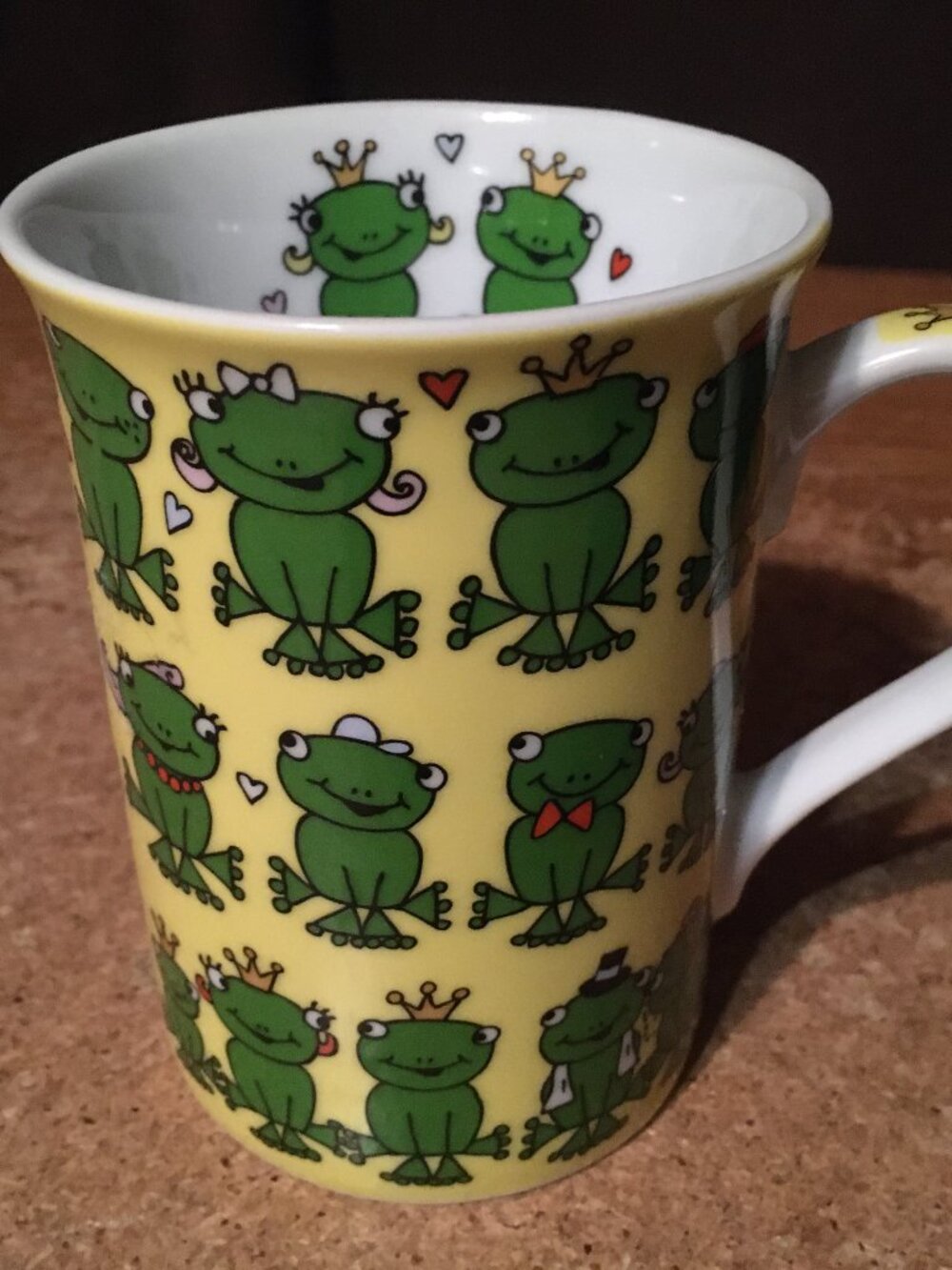 KONITZ FROGS WITH HAPPY FACES YELLOW COFFEE MUG GERMANY
